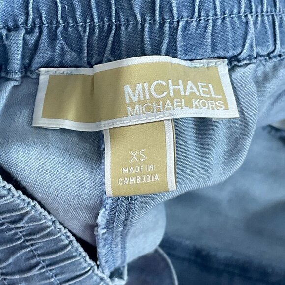 NEW Michael Kors Womens XS Chambray Pleated Wide Leg- Sky blue wash - Picture 5 of 9